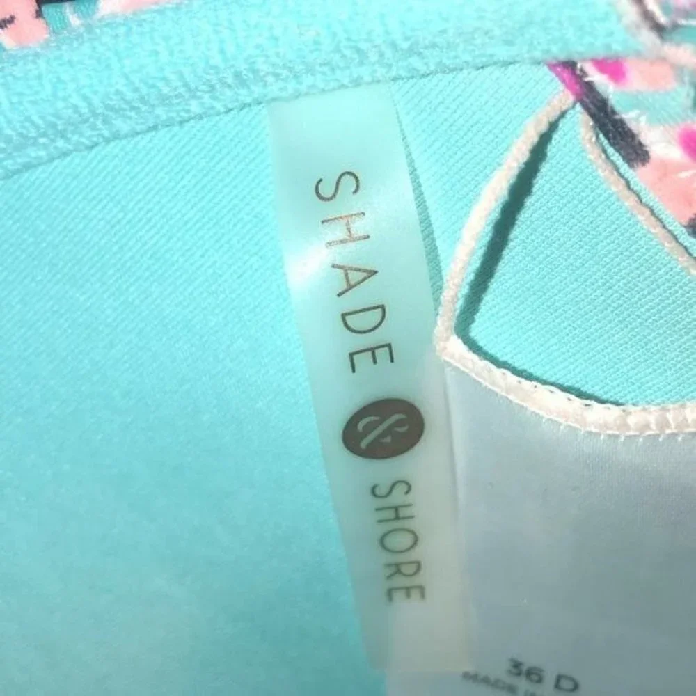 Shade & Shore Swim Bikini Top Size 36D Pink Print Tassel